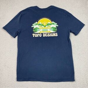 Topo Designs T Shirt Men's Size L Blue Short Sleeve Organic Cotton Large Nature